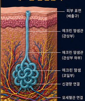에크린 땀샘관 단면 구조도